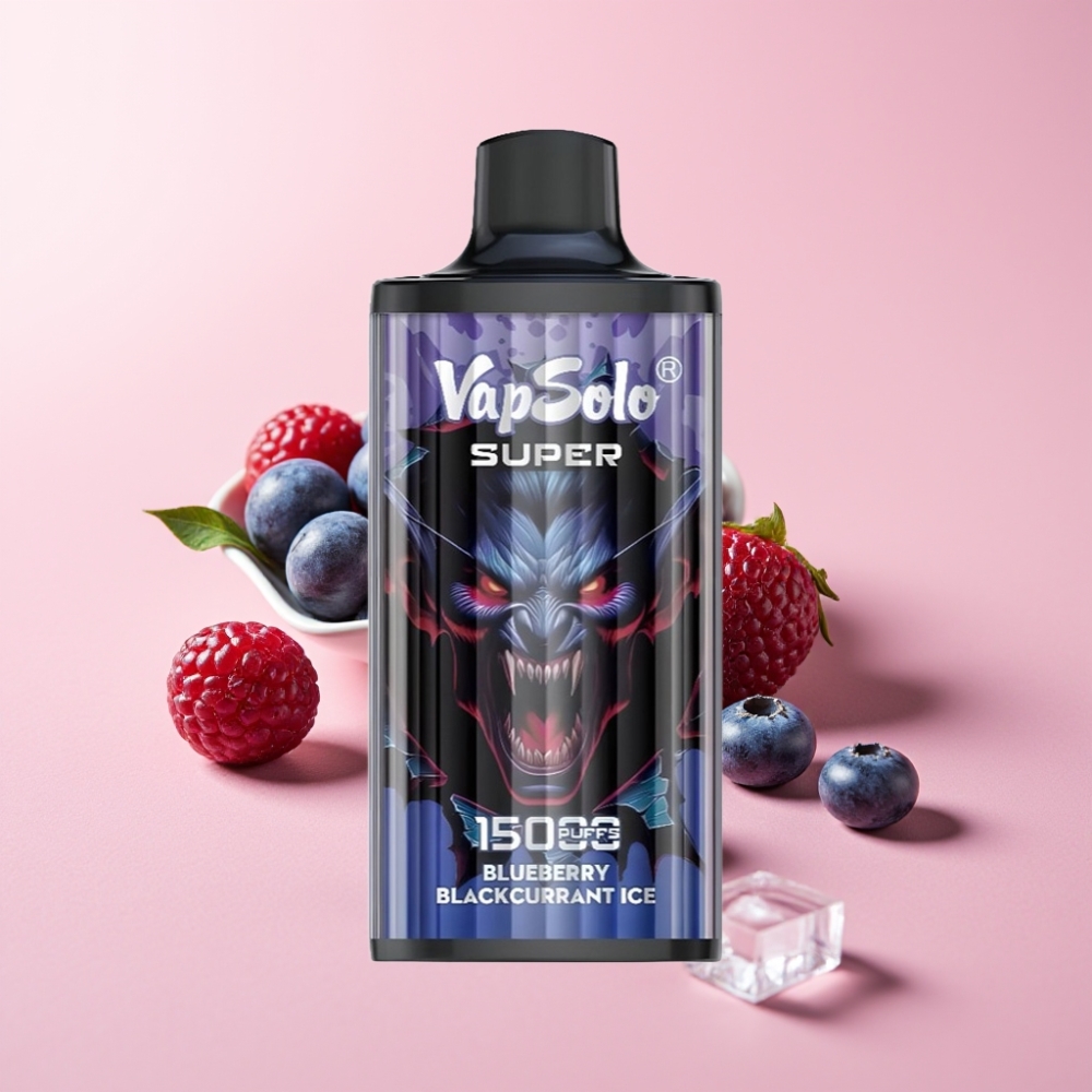 Vapsolo Super 15000 Пуфса Едноразово Вейп Боровинка Касис Лед с 40ml течност и 850mah батерия