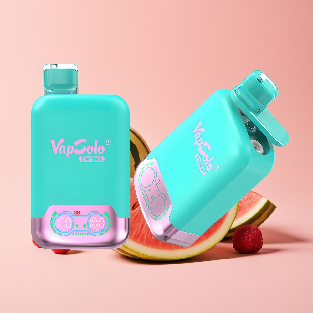 Vapsolo Twins 20000 Пуфса Едноразово Вейп Тройна Пъпеш & Малина Диня, 40 мл, Type-C
