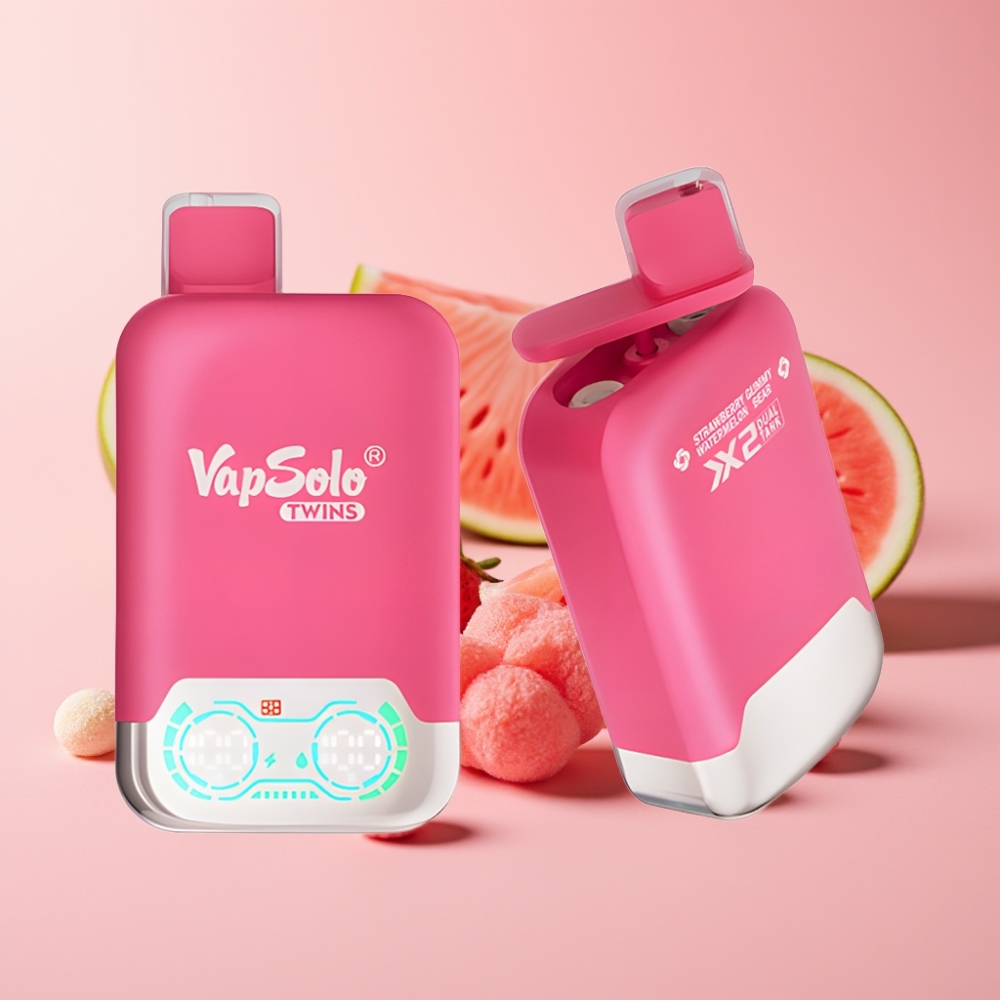 Vapsolo Twins 20000 Пуфса Едноразов Вейп Ягода Диня & Гумени Мечета 40ml 20mg/50mg Type-C