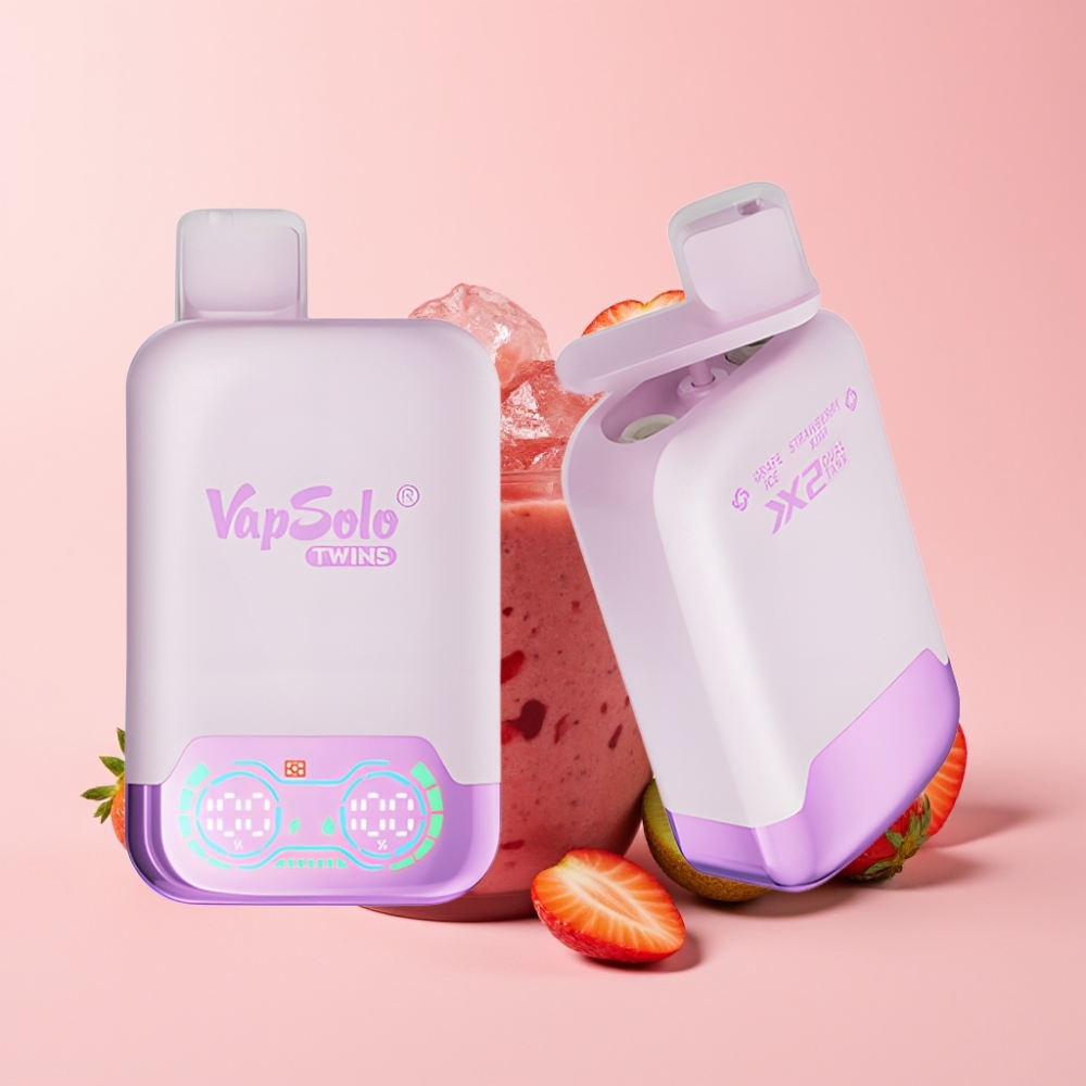 Vapsolo Twins 20000 Пуфса Едноразово Вапе с Грейп Айс & Стробери Киви