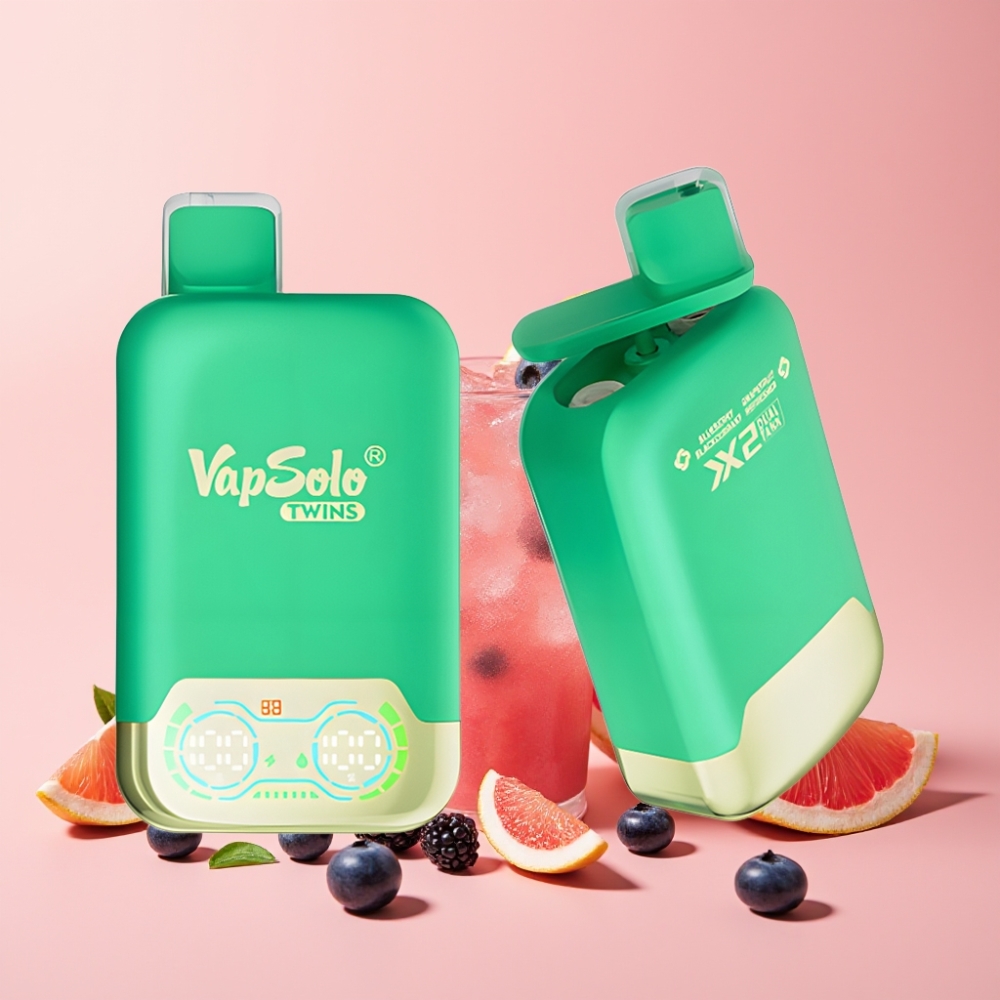 Vapsolo Twins 20000 Puffs 40ml 20/50mg Type-C Боровинка Касис & Грейпфрут Освежаващ